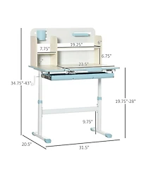 Hongge Kids Adjustable Study Desk with Tilt Top Storage Design for Ages Three to Twelve