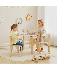 Hongge 5 Piece Kids Table and Chair Set for Ages Three to Eight Solid Wood Play Furniture