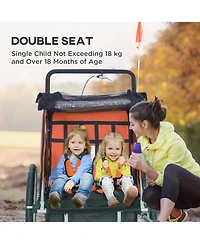 Kids Bicycle Trailer with Suspension and Canopy for Two Children Outdoor Riding