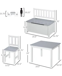 Hongge Kids Table and Chair Set with Storage Bench for Ages Three and Up