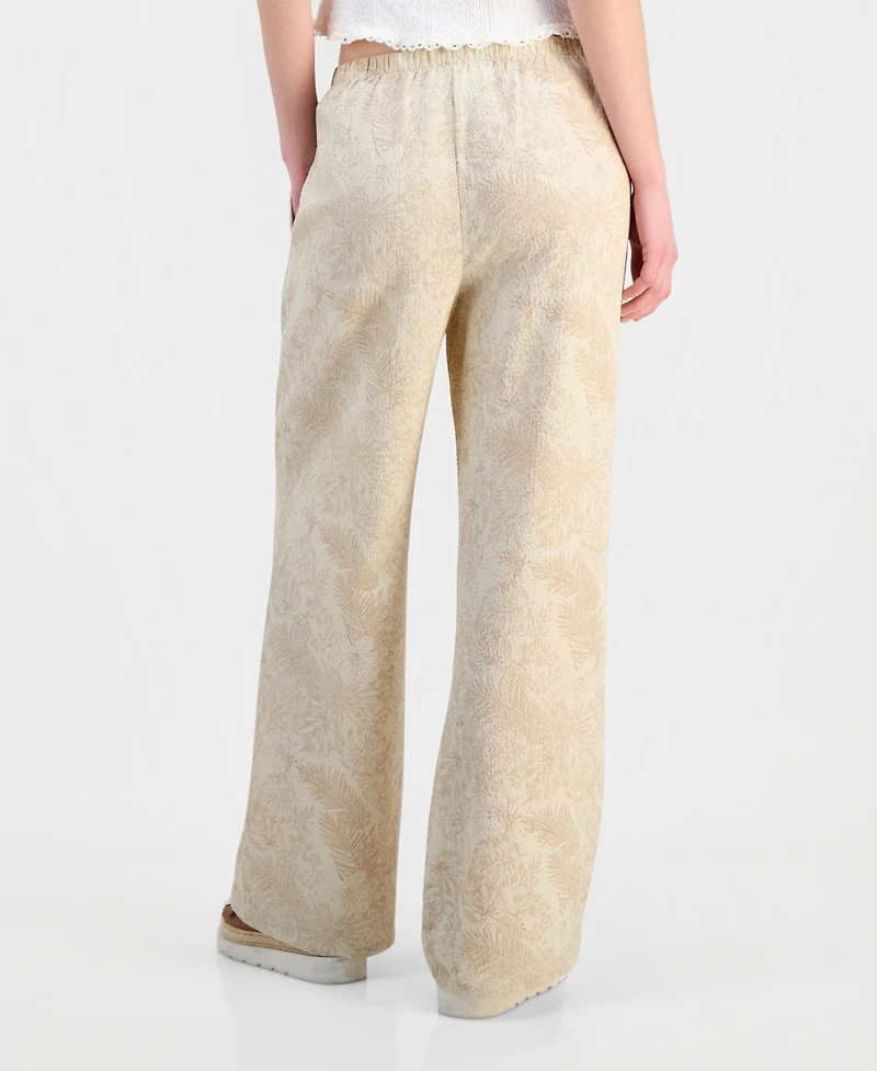 Hippie Rose Juniors' Lightweight Printed Wide-Leg Pants