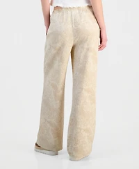 Hippie Rose Juniors' Lightweight Printed Wide-Leg Pants
