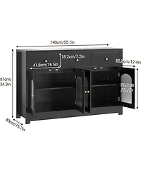 gaomon PlayfulPals 55" Buffet Cabinet with Drawers, Large Sideboard Storage Coffe Bar