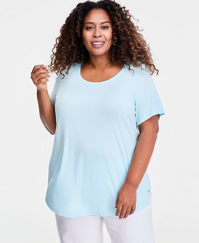Jm Collection Plus Short-Sleeve Top, Created for Macy's