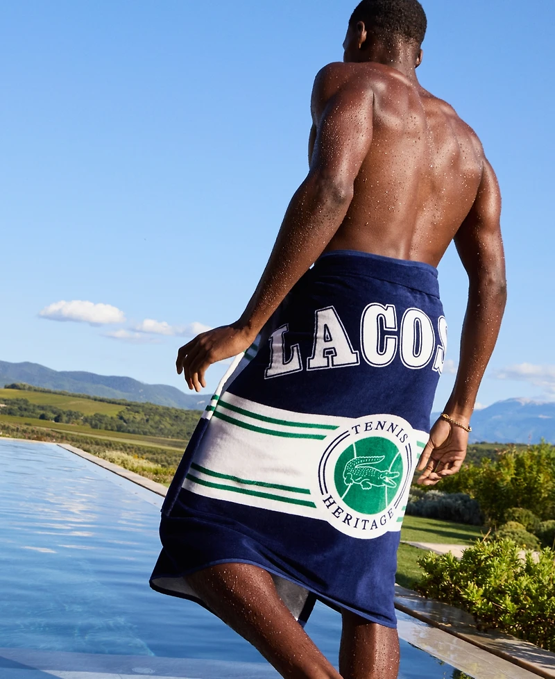 Lacoste Single Badge Cotton Beach Towel, 36" x 72"