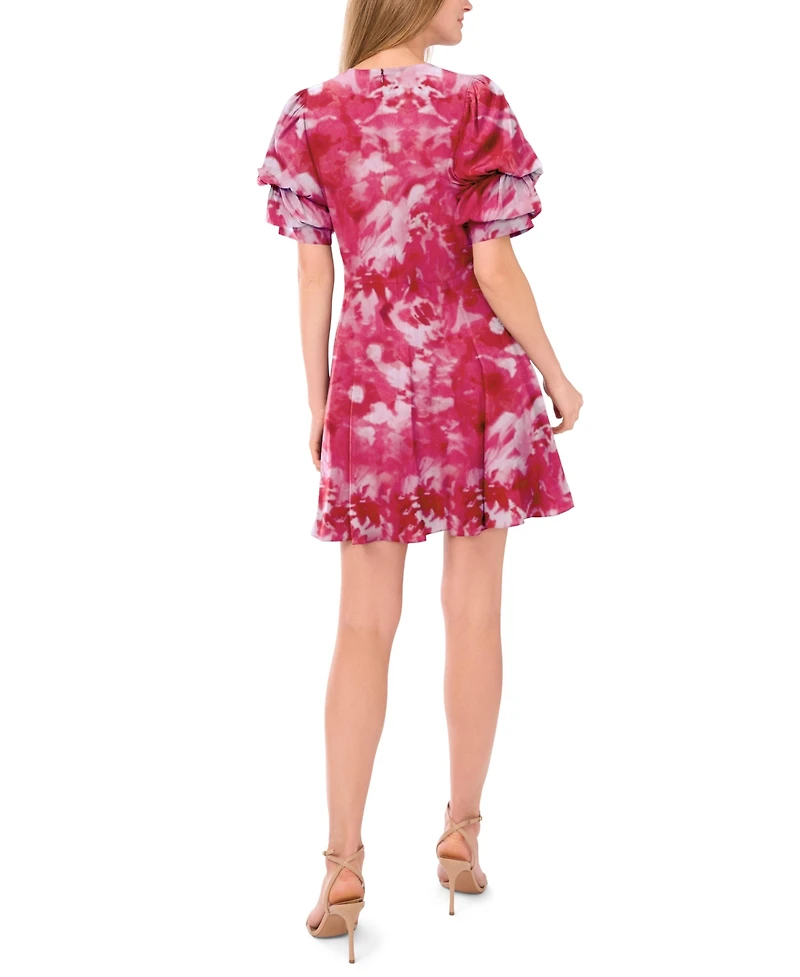 1.state Women's V-Neck Short Bubble Sleeve Mini Dress