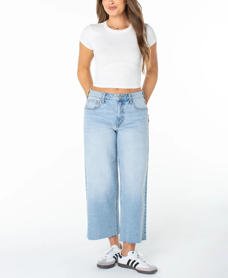 Celebrity Pink Juniors' Raw-Hem Wide-Leg Jeans
