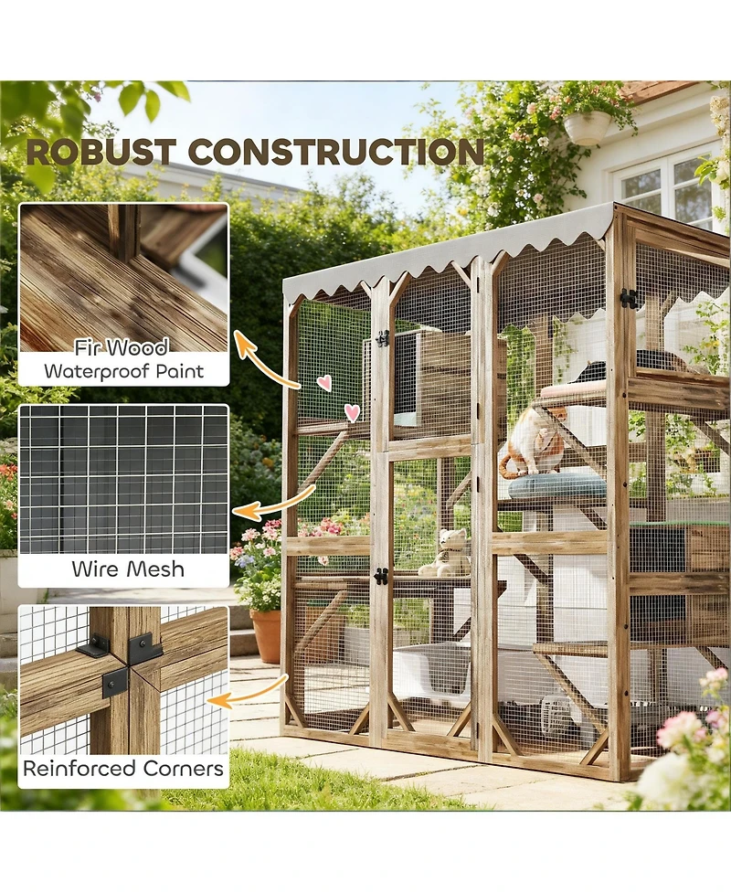 Zeus & Ruta Cat Enclosure Outdoor Cat Enclosure with Multi-Level