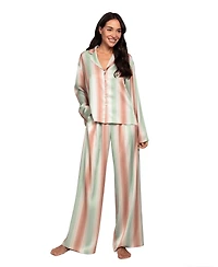 Midnight Bakery Women's Collared Sleep Top & Pants, 2-Piece Set