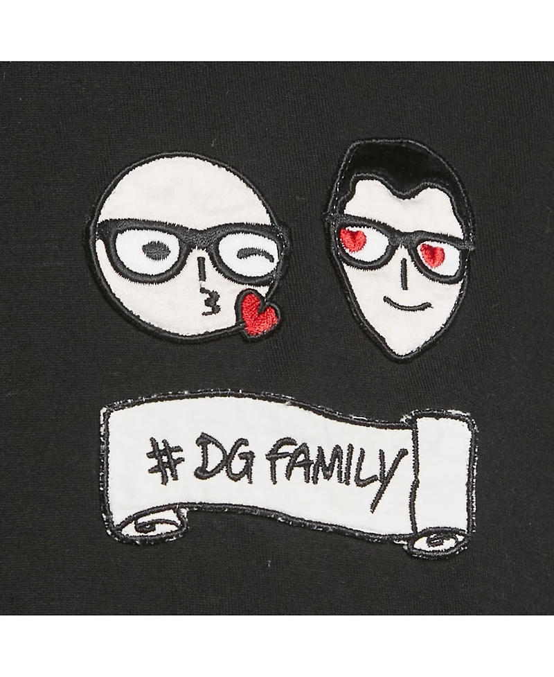 Pre-Owned Dolce & Gabbana Men's Black Jersey Dg Family Applique T-Shirt