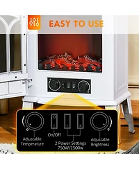 Homcom Electric Fireplace Stove, Freestanding Fireplace Heater, 750W/1500W