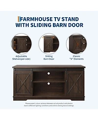 gaomon Farmhouse Tv Stand for up to 65 Inches, Entertainment Center with Sliding Barn Doors and Adjustable Shelf