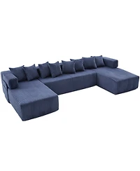 Streamdale Furniture 146" U-Shaped Convertible Sleeper Sectional Sofa with 8 Pillows