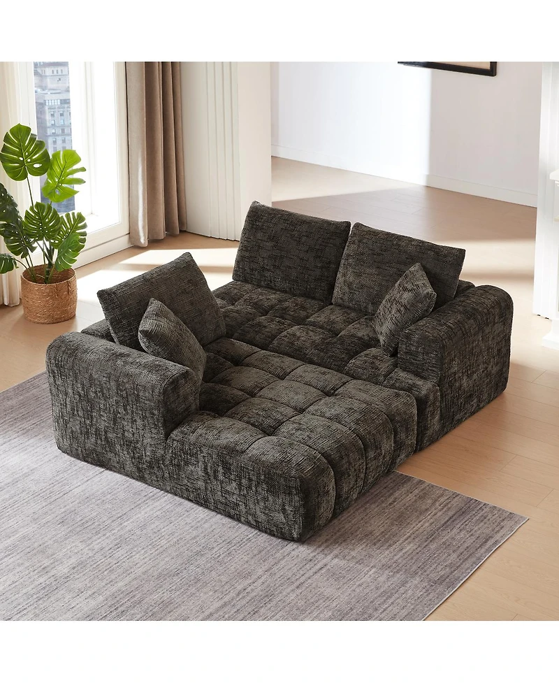 Streamdale Furniture Chenille L-Shape Luxury Sectional Sofa, Minimalist Design, Comfy Sleeper Couch