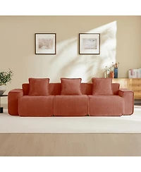 Streamdale Furniture Streamlined Deep Seat Modular 3-Seat Boneless Sofa with French Edge Piping, Red Velvet