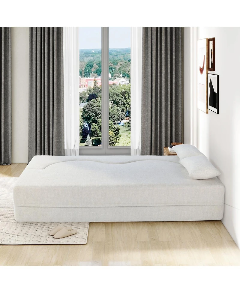 Streamdale Furniture 2-in-1 Foldable Sofa Bed, 75 Inch Folding Couch w/ Memory Foam Mattress & 2 Pillows