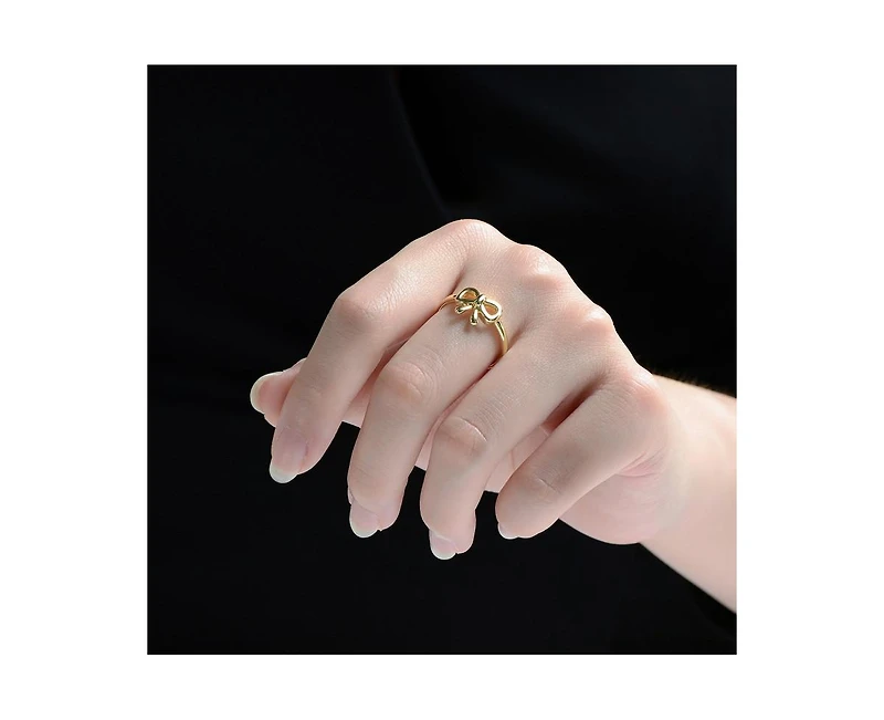 GiGiGirl Timeless Bow Shaped Polished Knot Ring 14K Gold Plated