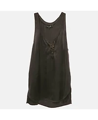 Pre-Owned Isabel Marant Women's Black Satin Lace-Up Tank Top