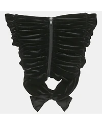 Pre-Owned Ronny Kobo Women's Black Velvet Bow Detail Top
