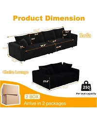 Streamdale Furniture Plush Corduroy 4-Seat Sofa, Modern Comfy Cloud Couch with Soft Pillows