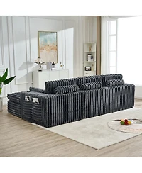 Streamdale Furniture Luxury Ribbed Chenille Upholstered Modular Sectional Sofa with Ottoman-Gray
