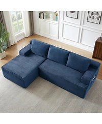 Streamdale Furniture L-Shaped Cloud Sectional Sofa, Deep Seat, Modular Sleeper, Blue