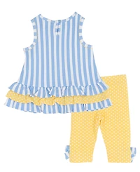 Rare Editions Baby Girls' Striped Ruffle Top and Leggings, 2-Piece Set