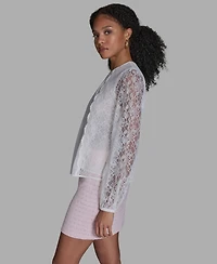 Bcbg Women's Crewneck Long-Sleeve Lace Top