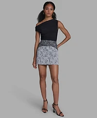 Bcbg Women's Side Zipper Mixed Print Pencil Skirt