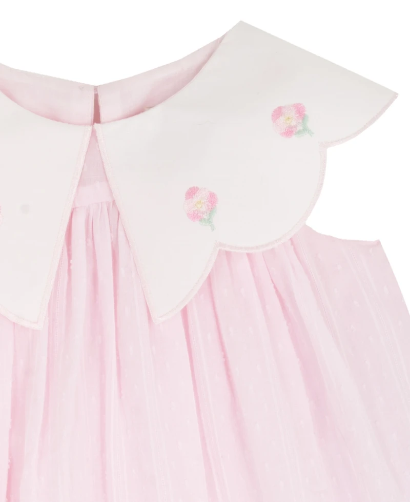 Rare Editions Baby Girls' Scallop Flower Embroidered Sleeveless Dress and Panty, 2-Piece Set