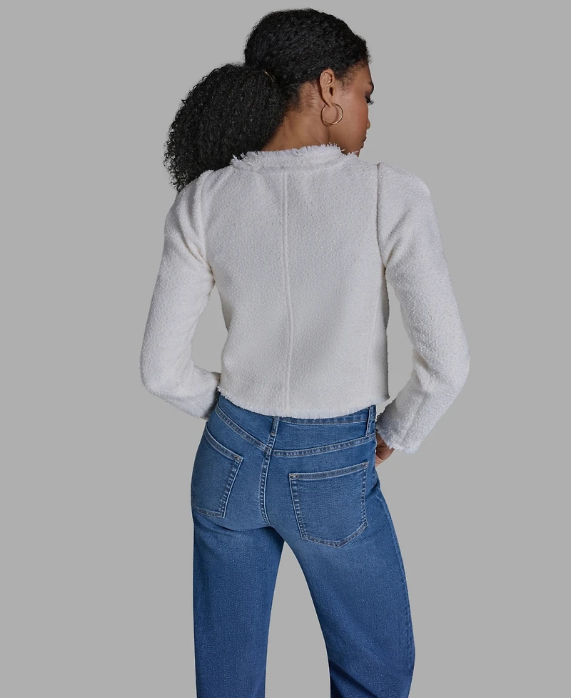 Bcbg Women's Crewneck Button-Front Tweed Jacket