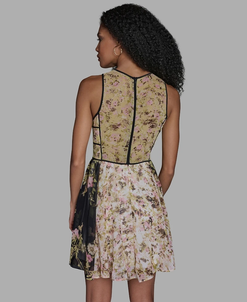 Bcbg Women's Crewneck Mix Print Mini Dress