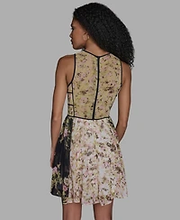 Bcbg Women's Crewneck Mix Print Mini Dress