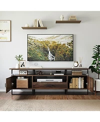 gaomon Mid Century Modern Tv Stand, 75 Inch Entertainment Center with Storage & Drawer, Industrial Console for Living Room, Rustic Brown