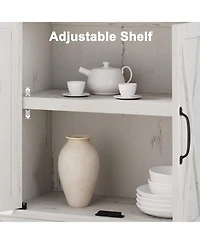 gaomon Farmhouse Bookcase with Doors, 5-Tier 70" Tall Bookshelf with Storage Cabinet for Living Room, White