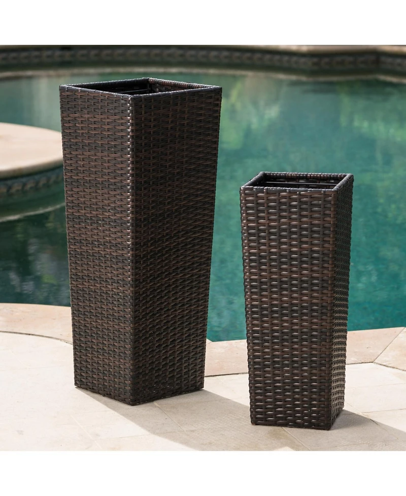 Streamdale Furniture Multibrown Wicker Flower Pots - Set of 2