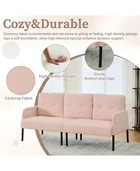 Streamdale Furniture Oversized Corduroy Loveseat Sofa with Metal Legs & Side Pockets