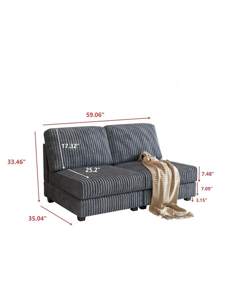 Streamdale Furniture Double-seater Corduroy Sofa, Dark Gray