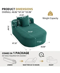 Streamdale Furniture 67.5" Chaise Lounge Indoor Corduroy Oversized Sleeper Sofa