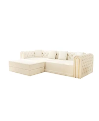 Streamdale Furniture Elegant 3-in-1 Convertible Sleeper Sofa with Gold Trim