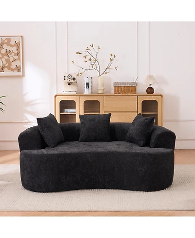 Streamdale Furniture Crescent-shaped self-inflating sofa, modern low-back design, deep cushions