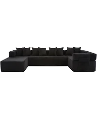 Streamdale Furniture 146" U-Shaped Convertible Sleeper Sectional Sofa, 5 Seats, 8 Pillows