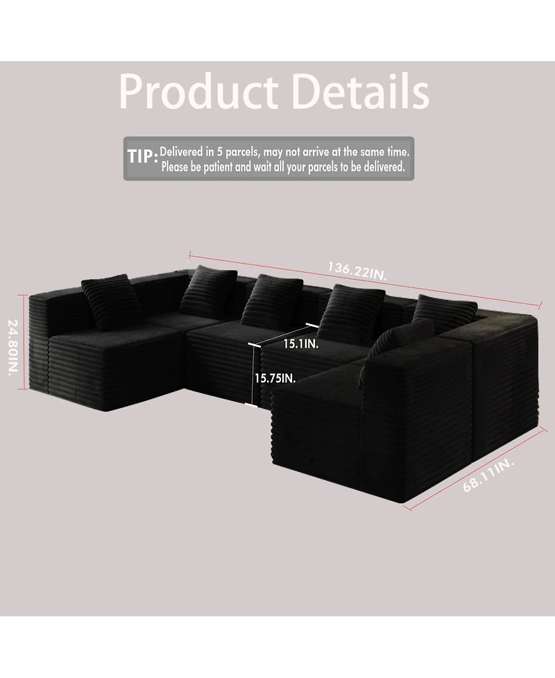Streamdale Furniture Modular Sectional Couch: Deep Seat, High-Density Foam, Upholstered, No Assembly