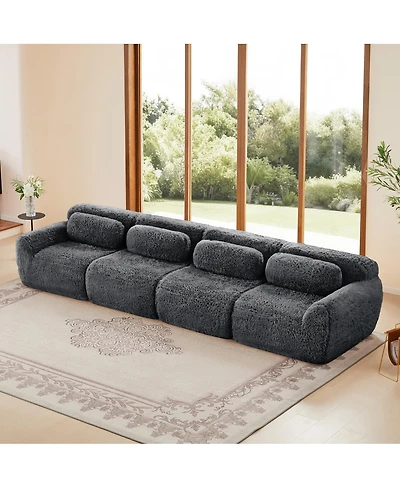 Streamdale Furniture Dark Gray Boneless Sofa with Fluffy Plush Fabric & Ergonomic Design