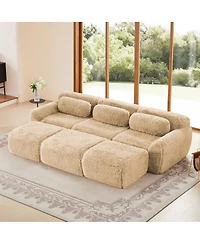 Streamdale Furniture 3-Seater Plush Sofa with Movable Ottoman, No Assembly Required