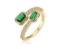 Rachel Glauber Modern Cubic Zirconia Bypass Ring 14K Gold Plated