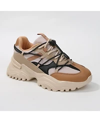 Berness Women's Branch Mixed Material Lace-Up Sneakers