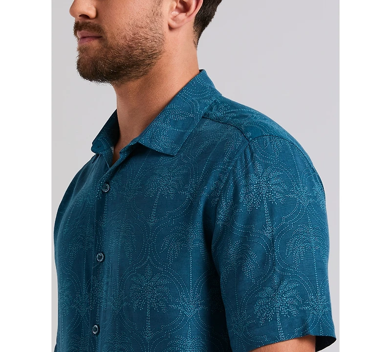 Cubavera Men's Medallion Palm Print Short-Sleeve Button-Down Shirt