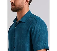 Cubavera Men's Medallion Palm Print Short-Sleeve Button-Down Shirt