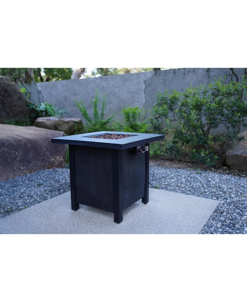 Flynama 28 Inch Square Outdoor Propane Fire Pit Table 50000 Btu Csa Certified Charcoal Texture Rattan Weave Grain
